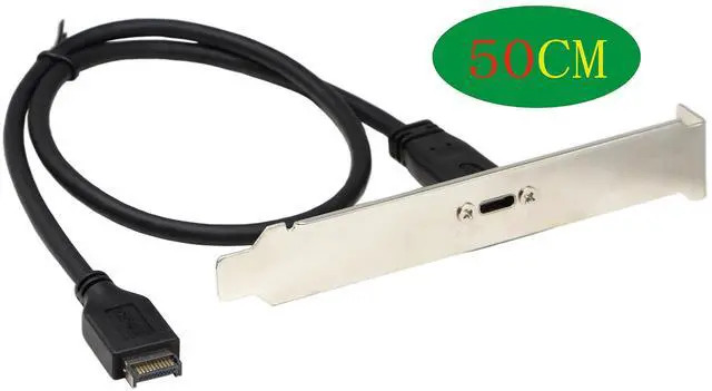 Alt view image 2 of 6 - Vszerda 50cm Type E Male USB 3.1 Front Panel Header to USB-C Type-C Female Extension Cable with Panel Mount Screw