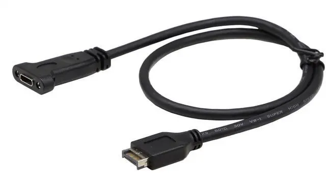 Alt view image 3 of 6 - Vszerda 50cm Type E Male USB 3.1 Front Panel Header to USB-C Type-C Female Extension Cable with Panel Mount Screw