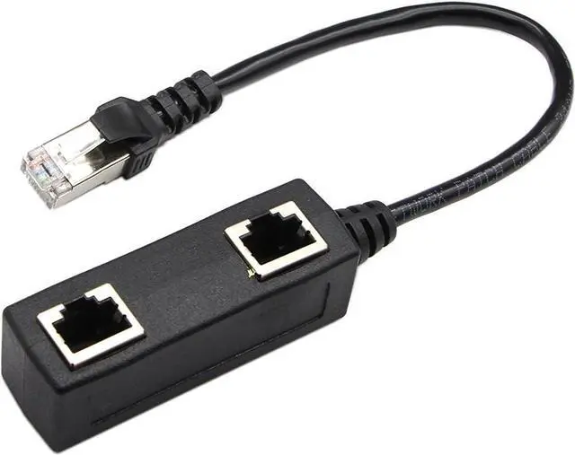 Alt view image 3 of 6 - Vszerda RJ45 Network Splitter Adapter Cable, 1 RJ45 Male to 2 RJ45 Female Network Y Splitter Cable, LAN Connector, Suitable for Super Category 5 Ethernet, Category 6 Ethernet.(Black) (Black)