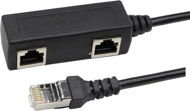 Alt view image 6 of 6 - Vszerda RJ45 Network Splitter Adapter Cable, 1 RJ45 Male to 2 RJ45 Female Network Y Splitter Cable, LAN Connector, Suitable for Super Category 5 Ethernet, Category 6 Ethernet.(Black) (Black)
