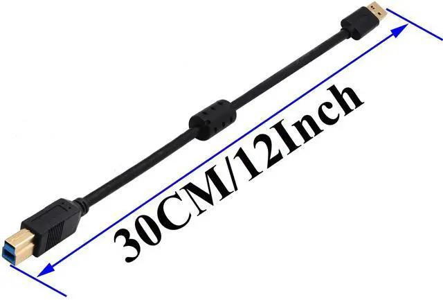 Alt view image 2 of 7 - Vszerda 3.0 Printer Extender Cable, Gold Plated USB 3.0 A Male to 3.0 Type B Male USB Printer Scanner Cord High Speed Compatible for HP, Canon, etc (0.3M Type B)