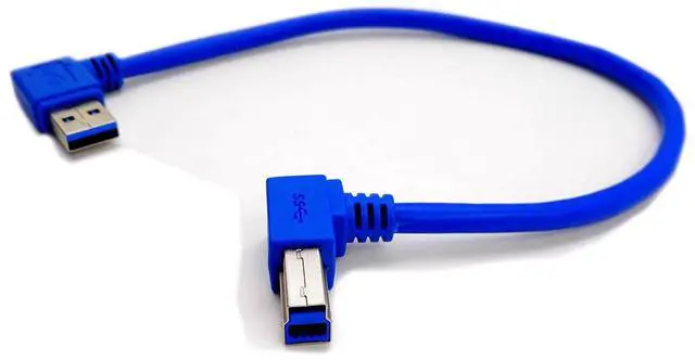 Alt view image 2 of 5 - Vszerda 30cm Blue USB 3.0 A Male 90 Degree to B Male Degree to B Male Cable