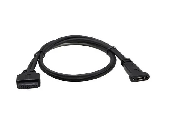 Alt view image 3 of 7 - Vszerda 50cm USB 3.0 19 Pin to USB C Front Panel Header Cable, USB 3.0 19 Pin Female to USB Type C Female Panel Mount Extension Cable