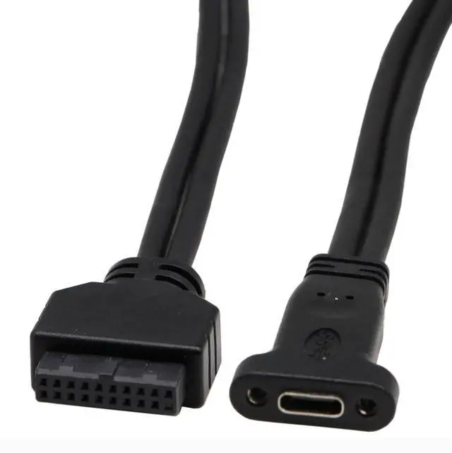 Alt view image 6 of 7 - Vszerda 50cm USB 3.0 19 Pin to USB C Front Panel Header Cable, USB 3.0 19 Pin Female to USB Type C Female Panel Mount Extension Cable