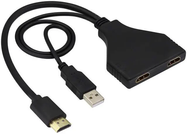 Main image of Vszerda 1080P 4K HDMI 2.0 one in Two Video Splitter with USB Power Cord,with USB2.0 HDMI1 Male to HDMI2 Female Cable,Suitable for with HDMI Interface Such as Laptop/Monitor/Projector. (0.3M)
