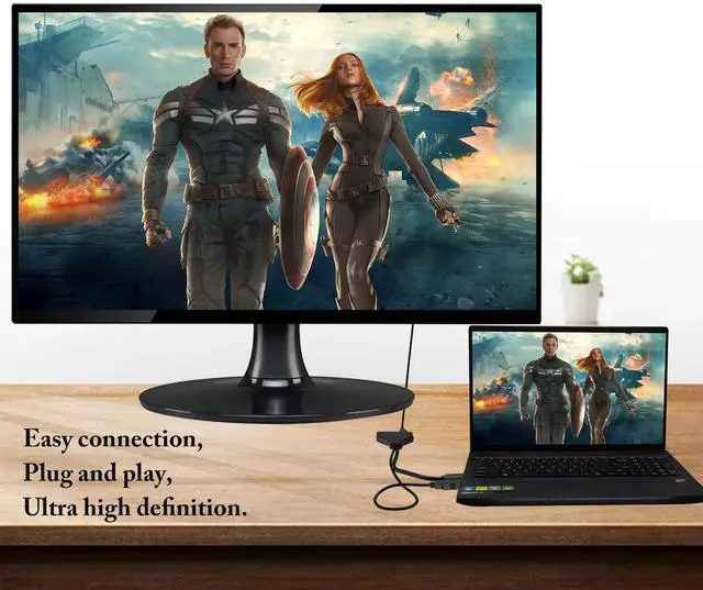 Alt view image 3 of 7 - Vszerda 1080P 4K HDMI 2.0 one in Two Video Splitter with USB Power Cord,with USB2.0 HDMI1 Male to HDMI2 Female Cable,Suitable for with HDMI Interface Such as Laptop/Monitor/Projector. (0.3M)