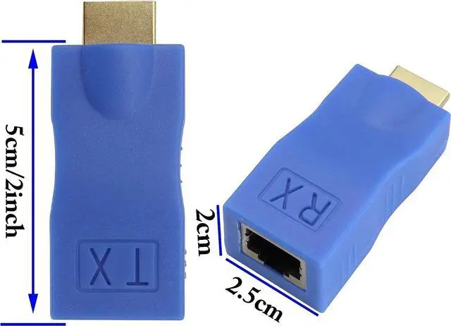 Alt view image 2 of 7 - Vszerda HDMI Extender by cat.6/6e Cable,1080P HDMI Male to RJ45 Female Converter 4k Network ethernet Adapter,cat5 to hdmi Converter,Apply to HDTV,DVD,PS4,Set-top Boxes,projectors,etc.(2Pack (Blue)