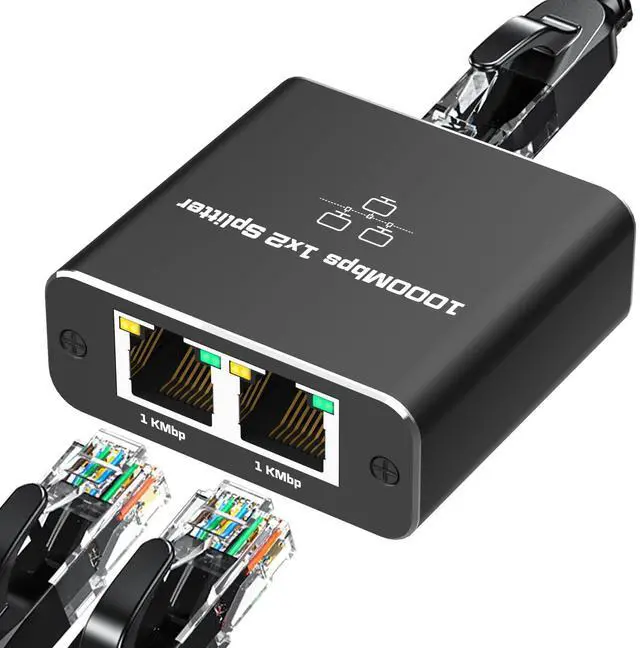 Main image of Vszerda Ethernet Splitter, Ethernet Splitter 1 to 2 High Speed 1000Mbps, LAN Ethernet Socket Connector Adapter for Cat8/7, 1 in 2 Out [2 Devices Simultaneously Networking]