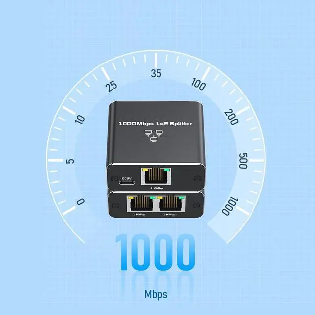 Alt view image 6 of 7 - Vszerda Ethernet Splitter, Ethernet Splitter 1 to 2 High Speed 1000Mbps, LAN Ethernet Socket Connector Adapter for Cat8/7, 1 in 2 Out [2 Devices Simultaneously Networking]