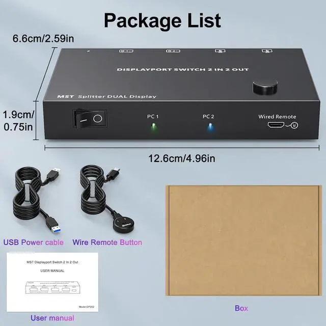 Alt view image 7 of 7 - Dual Monitor Switch 4K@60Hz Displayport Switch Dual Monitor for 2 Computer Extended Display 2 Monitors 2 Computers Extend/Copy Display Adapter.(macOS only Supports SST Mode)