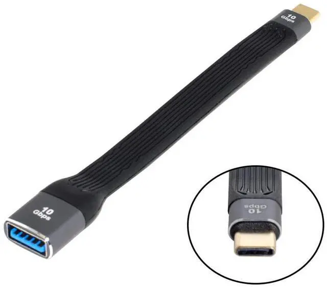 Alt view image 4 of 5 - Vszerda USB 3.1 Type C Male Host to USB3.0 Type A Female OTG Flat Slim FPC Data Cable for Laptop & Phone 13cm