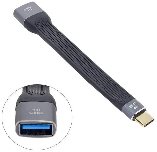 Alt view image 3 of 5 - Vszerda USB 3.1 Type C Male Host to USB3.0 Type A Female OTG Flat Slim FPC Data Cable for Laptop & Phone 13cm