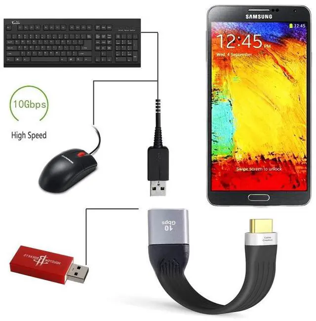 Alt view image 5 of 5 - Vszerda USB 3.1 Type C Male Host to USB3.0 Type A Female OTG Flat Slim FPC Data Cable for Laptop & Phone 13cm