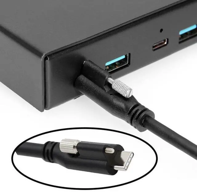Alt view image 7 of 7 - Vszerda Screw Locking USB 3.1 Type-C to USB-C Cable 3.25A USB 3.0 Cord with Single Panel Mount Connector 10Gbps Data 65W PD Power for Laptop Tablet 9.84FT/3.0M