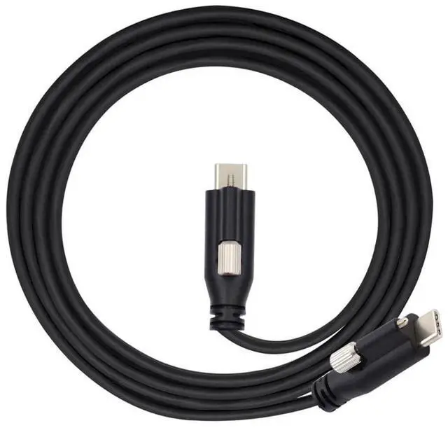 Alt view image 2 of 7 - Vszerda Screw Locking USB 3.1 Type-C to USB-C Cable 3.25A USB 3.0 Cord with Single Panel Mount Connector 10Gbps Data 65W PD Power for Laptop Tablet 9.84FT/3.0M