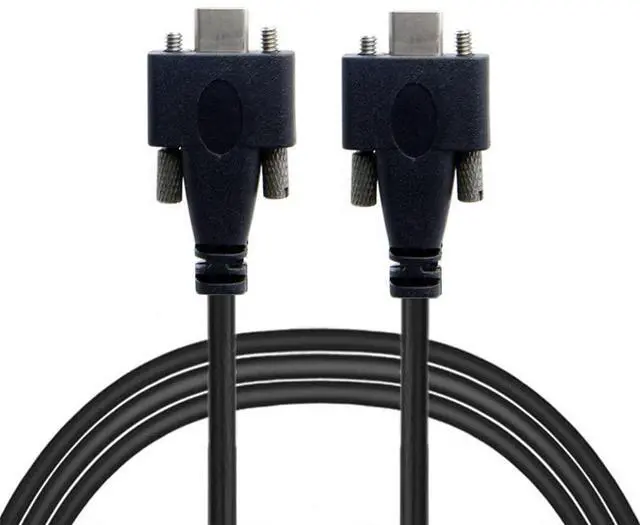 Alt view image 2 of 7 - Vszerda 3.0m USB 3.1 Type-C Dual M2 Screws Locking to Locking USB-C 10Gbps Data Cable Panel Mount Type (300cm)