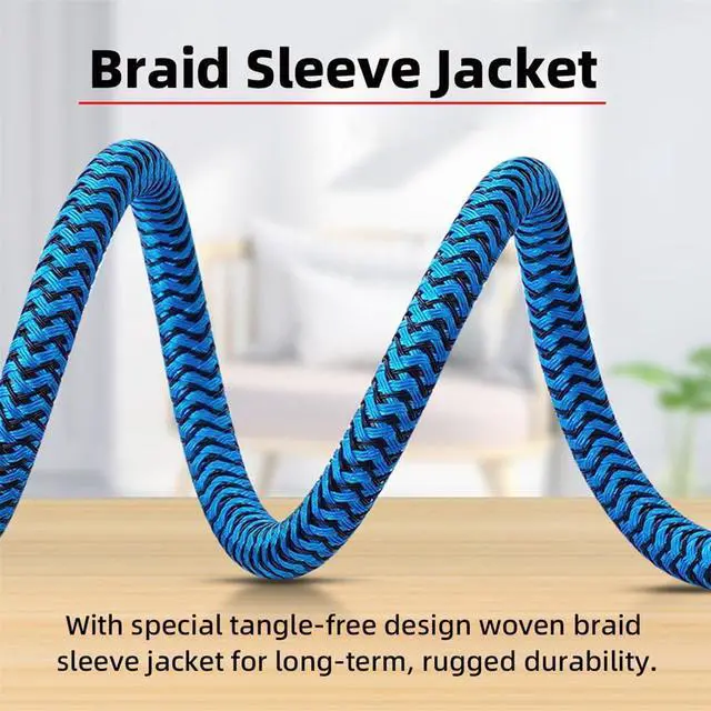 Alt view image 4 of 7 - Vszerda 5Gbps USB 3.0 Type-A Male to USB3.0 Micro-B Male Extension Braided Cable Sleeve Blue for Disk SSD Camera Data 0.6m