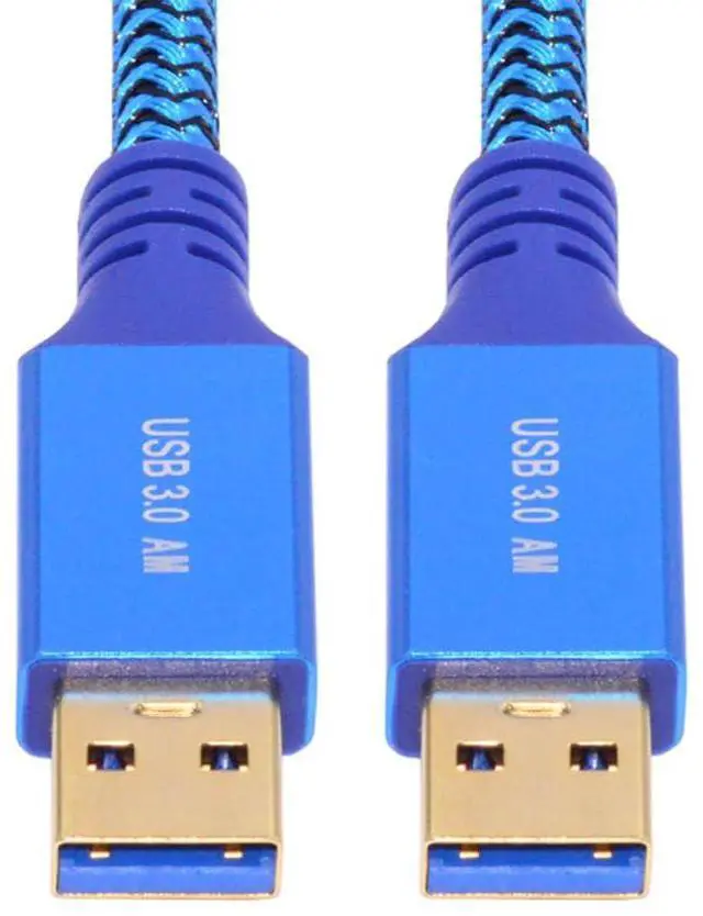 Main image of Vszerda 5Gbps USB 3.0 Type-A Male to USB3.0 A Male Extension Braided Cable Sleeve Blue for Disk SSD Camera Data 0.3m