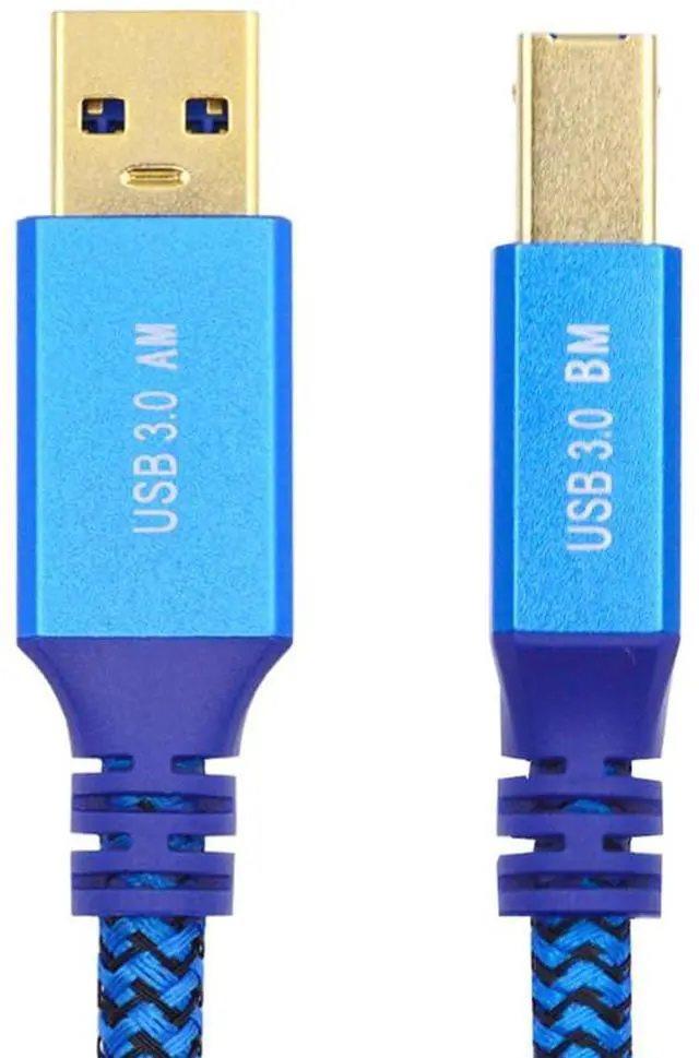 Main image of Vszerda 5Gbps USB 3.0 Type-A Male to USB3.0 Type-B Male Extension Braided Cable Sleeve Blue for Disk SSD Camera Data 0.6m