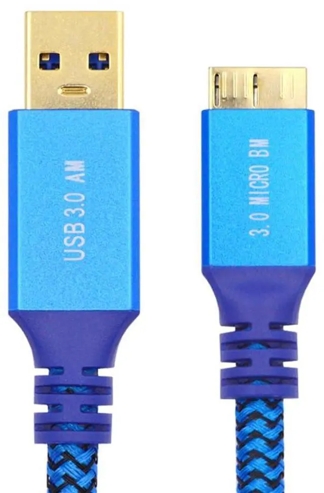 Main image of Vszerda 5Gbps USB 3.0 Type-A Male to USB3.0 Micro-B Male Extension Braided Cable Sleeve Blue for Disk SSD Camera Data 0.6m