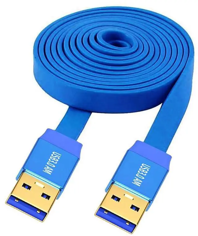 Alt view image 7 of 7 - Vszerda Ultra Flat High Speed Slim USB 3.0 Type-A Male to USB3.0 A Male Cable Extension Cord Blue 5Gbps for Disk SSD Camera Data 100cm