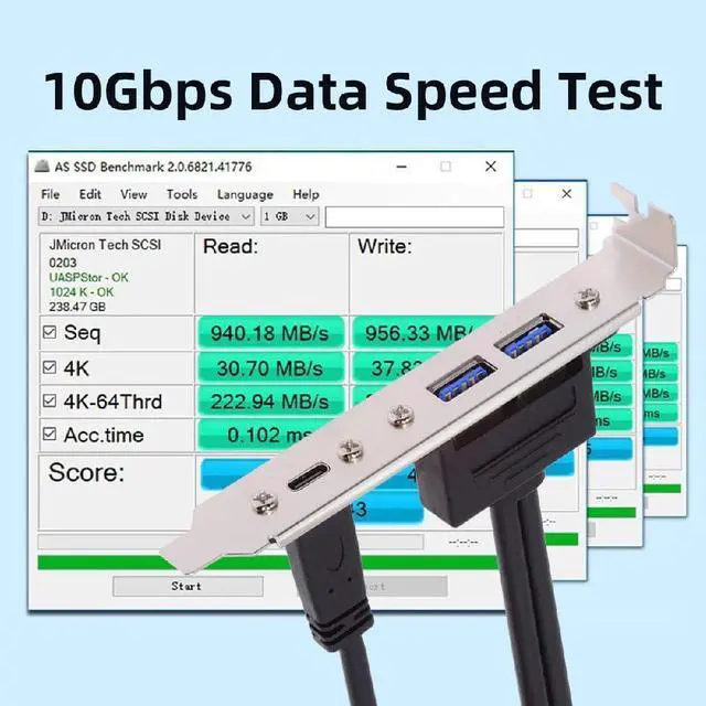 Alt view image 6 of 7 - Vszerda 10Gbps Motherboard 19/20Pin USB3.0 & Type-E to USB-C Type-C & USB 3.0 Dual Ports Female PCI-E Back Panel 5Gbps Cable 50cm
