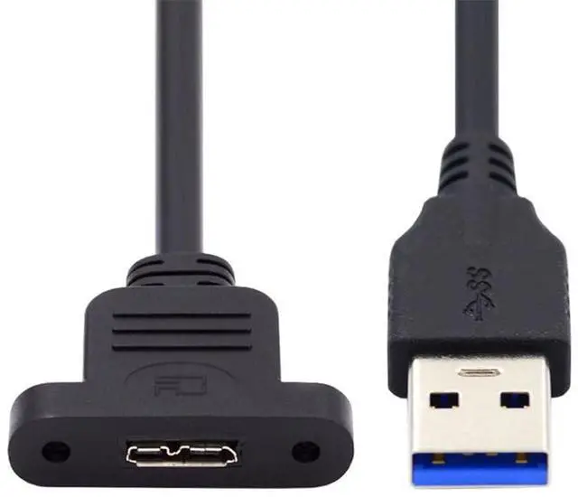 Alt view image 5 of 7 - Vszerda Type-A USB 3.0 Male to Micro 3.0 Type-B Female Screw Mount Type 5Gbps Data Sync Cord Extension Cable 50cm