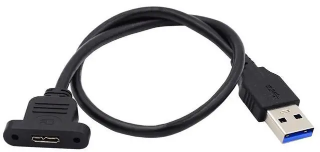 Alt view image 7 of 7 - Vszerda Type-A USB 3.0 Male to Micro 3.0 Type-B Female Screw Mount Type 5Gbps Data Sync Cord Extension Cable 50cm