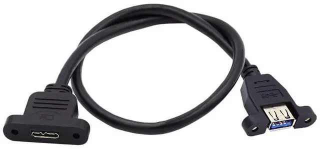 Alt view image 7 of 7 - Vszerda Type-A USB 3.0 Female to Micro 3.0 Type-B Female Data 5Gbps Sync Cord Screw Mount Type Extension Cable 50CM