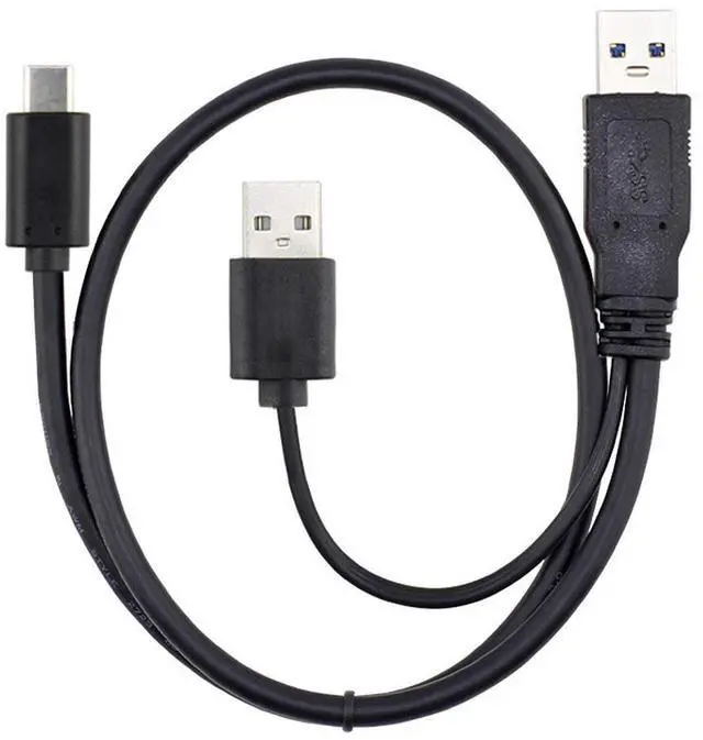Alt view image 2 of 7 - Vszerda Type-C USB-C to USB 3.0 Male & USB 2.0 Dual Power Data Y Cable for Laptop & Hard Disk 60CM