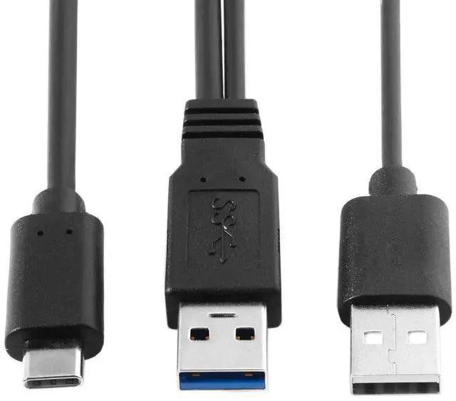 Alt view image 7 of 7 - Vszerda Type-C USB-C to USB 3.0 Male & USB 2.0 Dual Power Data Y Cable for Laptop & Hard Disk 60CM