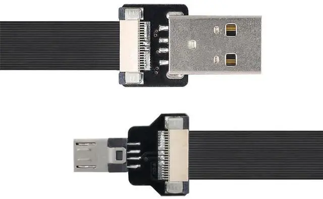 Alt view image 4 of 7 - Vszerda 1.0M USB 2.0 Type-A Male to Micro USB 5Pin Male Data Flat Slim FPC Cable for FPV & Disk & Phone