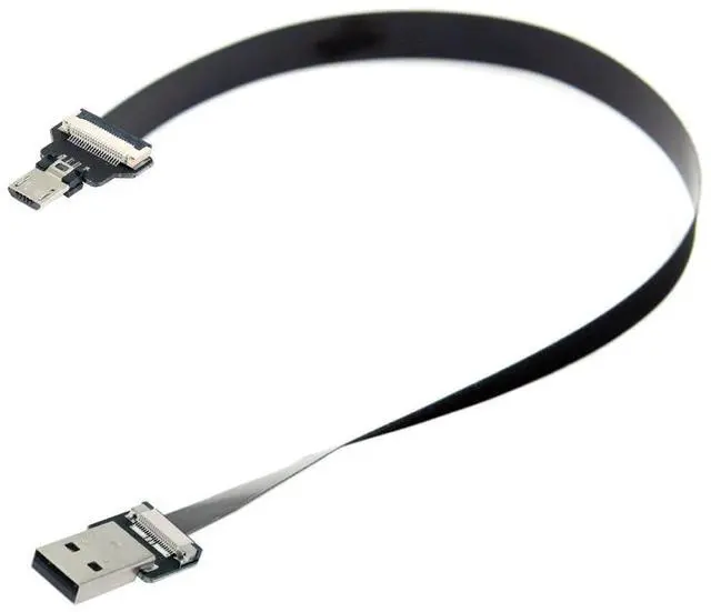 Alt view image 3 of 7 - Vszerda 1.0M USB 2.0 Type-A Male to Micro USB 5Pin Male Data Flat Slim FPC Cable for FPV & Disk & Phone