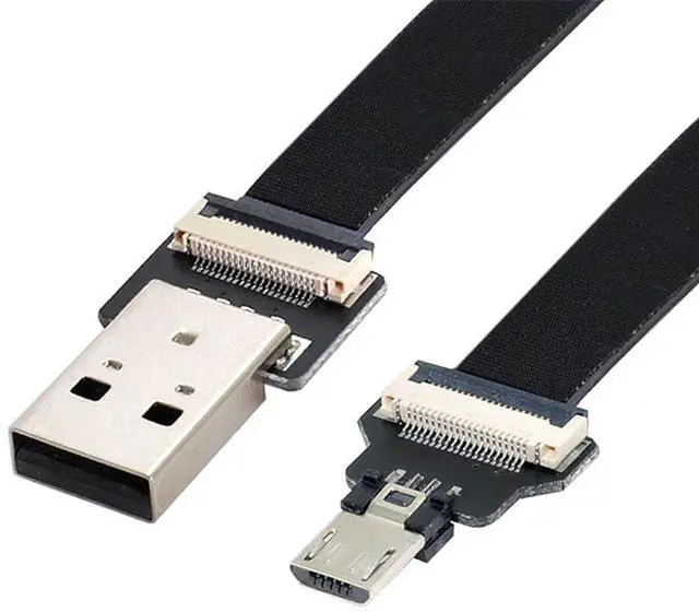 Main image of Vszerda 1.0M USB 2.0 Type-A Male to Micro USB 5Pin Male Data Flat Slim FPC Cable for FPV & Disk & Phone