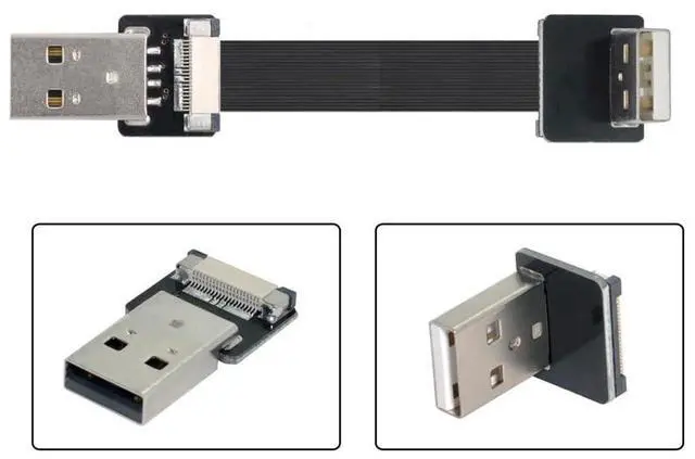 Alt view image 3 of 7 - Vszerda 2M Up Angled USB 2.0 Type-A Male to Type-A Male Data Flat Slim FPC Cable 90 Degree for FPV & Disk & Scanner & Printer