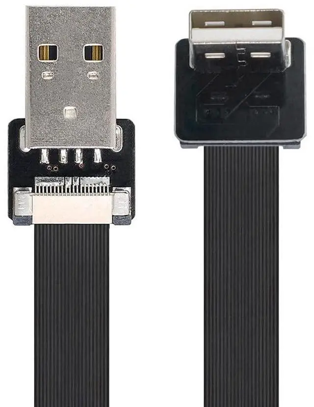 Main image of Vszerda 0.5M Down Angled USB 2.0 Type-A Male to Type-A Male Data Flat Slim FPC Cable 90 Degree for FPV & Disk & Scanner & Printer