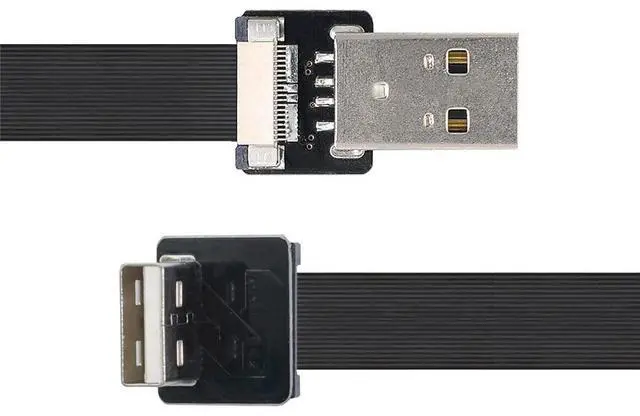 Alt view image 3 of 7 - Vszerda 0.5M Down Angled USB 2.0 Type-A Male to Type-A Male Data Flat Slim FPC Cable 90 Degree for FPV & Disk & Scanner & Printer