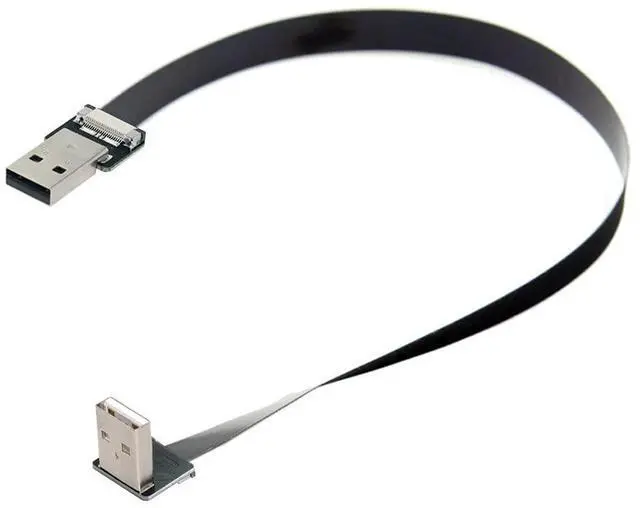 Alt view image 3 of 7 - Vszerda 2.0M Down Angled USB 2.0 Type-A Male to Type-A Male Data Flat Slim FPC Cable 90 Degree for FPV & Disk & Scanner & Printer
