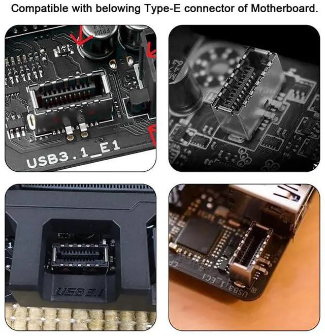 Alt view image 3 of 7 - Vszerda USB 3.1 Front Panel Header Male Type-E Host Adapter to USB 2.0 4pin Motherboard IDC Housing with Latch Device Extension Cable Cord 30cm