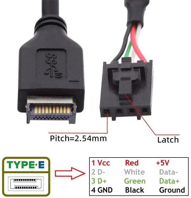 Alt view image 4 of 7 - Vszerda USB 3.1 Front Panel Header Male Type-E Host Adapter to USB 2.0 4pin Motherboard IDC Housing with Latch Device Extension Cable Cord 30cm