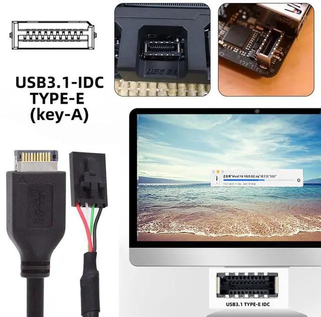 Alt view image 5 of 7 - Vszerda USB 3.1 Front Panel Header Male Type-E Host Adapter to USB 2.0 4pin Motherboard IDC Housing with Latch Device Extension Cable Cord 30cm