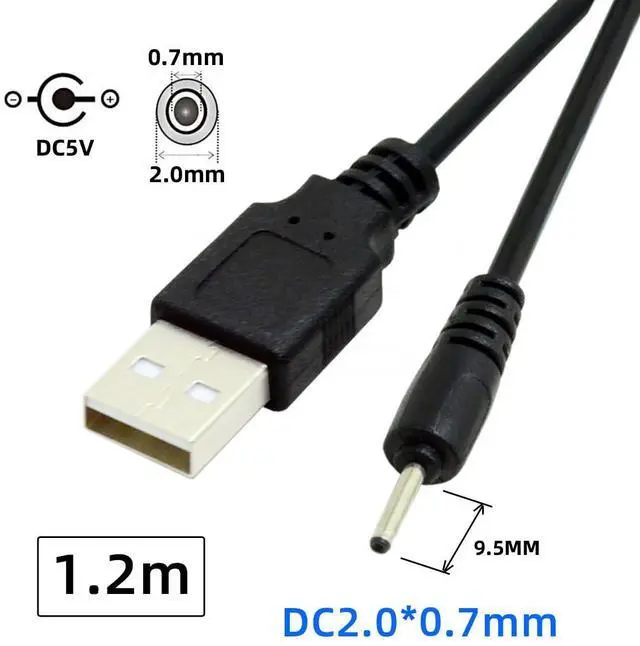 Alt view image 7 of 7 - Vszerda 2pcs/lot 24AWG USB 2.0 Male Type-A to 5V DC 2.0x0.7mm DC Power Round Plug Cable 150cm