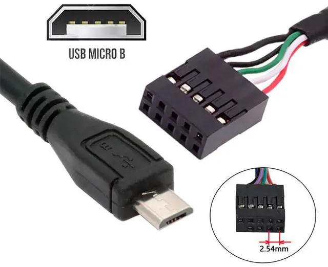 Alt view image 5 of 7 - Vszerda USB 2.0 9pin 10pin Motherboard Header to Micro USB 5Pin Adapter Extended Cable 1.65FT/50CM for Mini Monitor Sensor Panel Camera