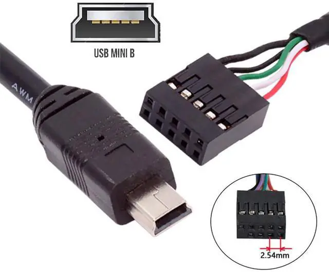 Alt view image 5 of 7 - Vszerda USB 2.0 9pin 10pin Motherboard Header to Mini USB 5Pin Adapter Extended Cable 1.65FT/50CM for Mini Monitor Sensor Panel Camera