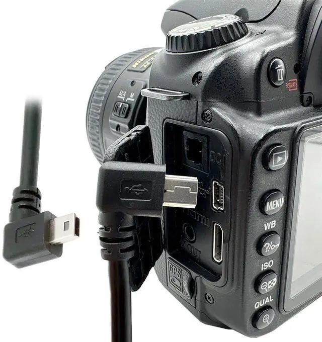 Alt view image 3 of 7 - Vszerda Mini B USB 5Pin Male to Female Extension Cable Type B 90 Degree Left Angle Charger Cord 30cm for GPS Camera