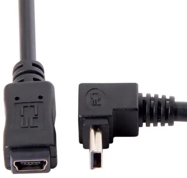 Alt view image 7 of 7 - Vszerda Mini B USB 5Pin Male to Female Extension Cable Type B 90 Degree Up Angle Charger Cord 20cm for GPS Camera