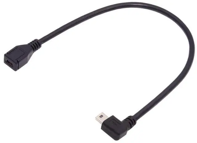 Alt view image 2 of 7 - Vszerda Mini B USB 5Pin Male to Female Extension Cable Type B 90 Degree Right Angle Charger Cord 30cm for GPS Camera