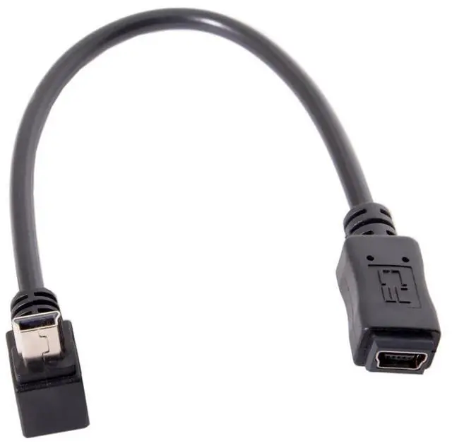Alt view image 2 of 7 - Vszerda Mini B USB 5Pin Male to Female Extension Cable Type B 90 Degree Down Angle Charger Cord 20cm for GPS Camera
