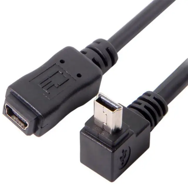 Alt view image 6 of 7 - Vszerda Mini B USB 5Pin Male to Female Extension Cable Type B 90 Degree Down Angle Charger Cord 20cm for GPS Camera