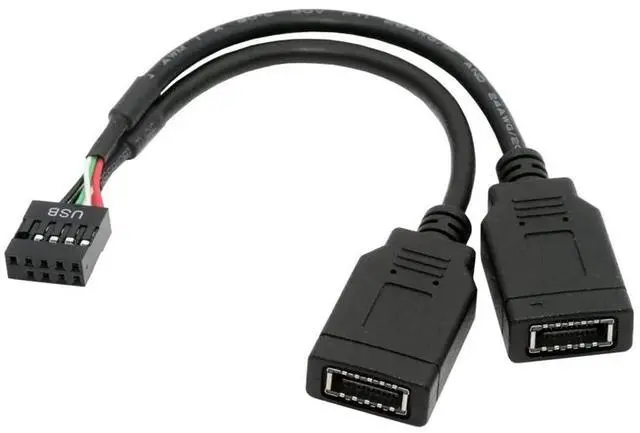 Main image of Vszerda USB 3.1 Front Panel Socket Dual Port Type-E Key-A to USB 2.0 9Pin 10Pin Male Mainboard Header Extension Cable Mainboard Adapter Cord 15cm